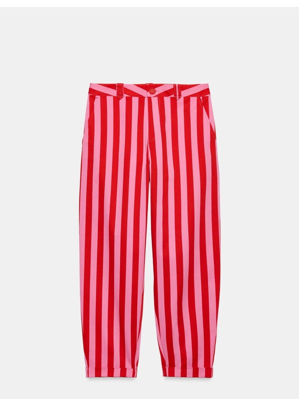 Zara Red & Pink Vertical Stripe Chinos